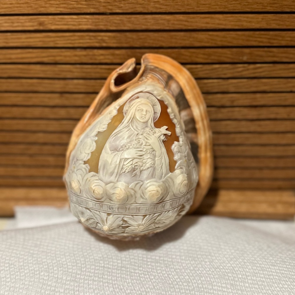 Vintage Carved Conch Shell Decor